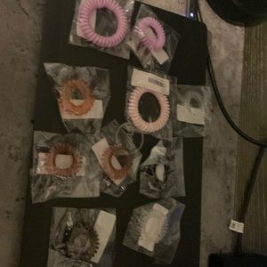 Lot of 10 accordion style no pull/tug hair ties different shapes and sizes